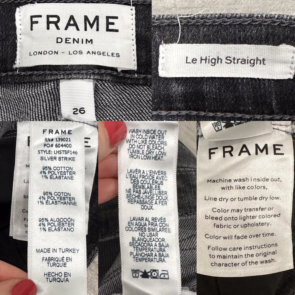 Frame Le High Straight Split Hem Frayed Jeans in Silver Strike Acid Wash Denim - Picture 4 of 16